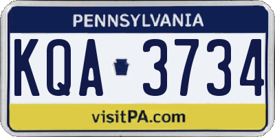 PA license plate KQA3734