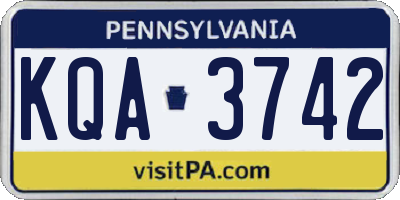 PA license plate KQA3742
