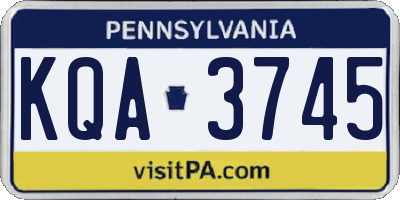 PA license plate KQA3745