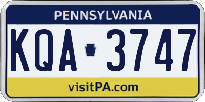 PA license plate KQA3747