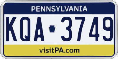 PA license plate KQA3749