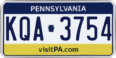 PA license plate KQA3754