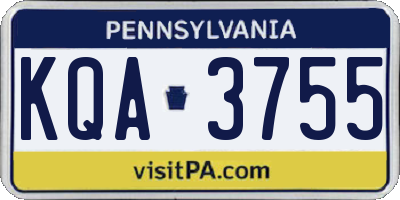 PA license plate KQA3755