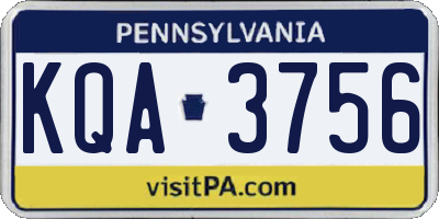 PA license plate KQA3756