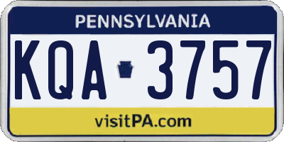 PA license plate KQA3757