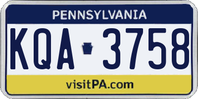PA license plate KQA3758