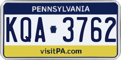 PA license plate KQA3762