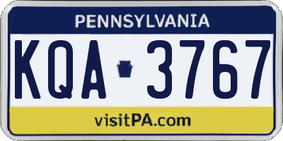PA license plate KQA3767