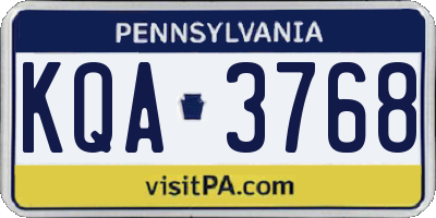 PA license plate KQA3768