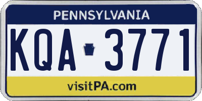 PA license plate KQA3771