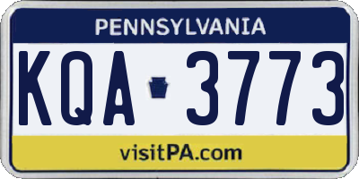 PA license plate KQA3773
