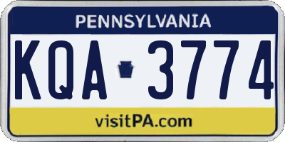 PA license plate KQA3774