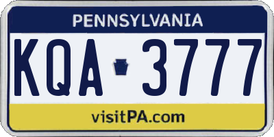 PA license plate KQA3777