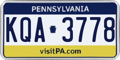 PA license plate KQA3778