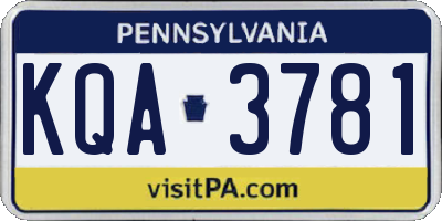 PA license plate KQA3781