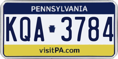 PA license plate KQA3784