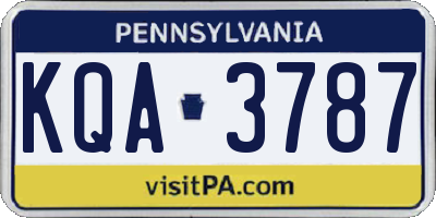 PA license plate KQA3787