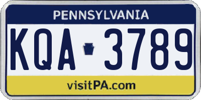PA license plate KQA3789
