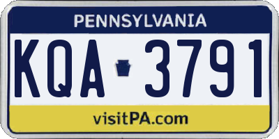 PA license plate KQA3791