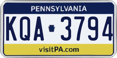 PA license plate KQA3794