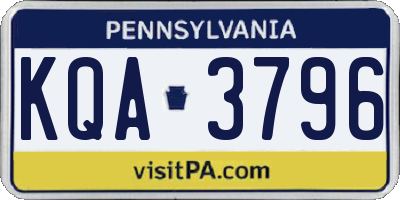 PA license plate KQA3796