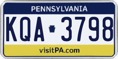 PA license plate KQA3798