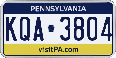 PA license plate KQA3804