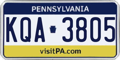 PA license plate KQA3805