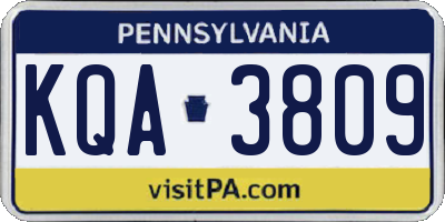 PA license plate KQA3809