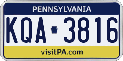 PA license plate KQA3816