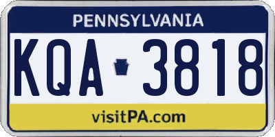 PA license plate KQA3818