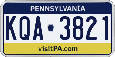 PA license plate KQA3821