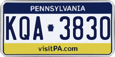 PA license plate KQA3830