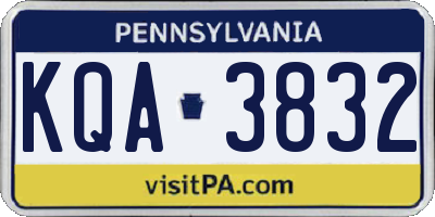 PA license plate KQA3832