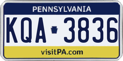 PA license plate KQA3836