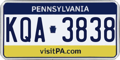 PA license plate KQA3838