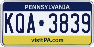 PA license plate KQA3839