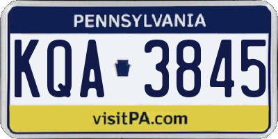 PA license plate KQA3845