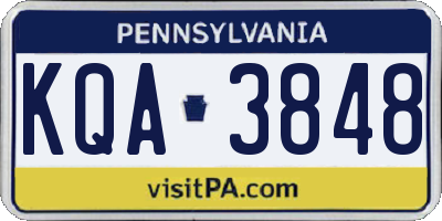 PA license plate KQA3848