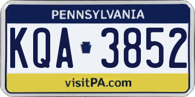 PA license plate KQA3852