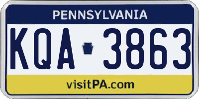 PA license plate KQA3863