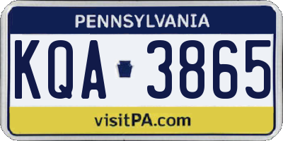 PA license plate KQA3865