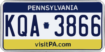 PA license plate KQA3866