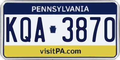 PA license plate KQA3870