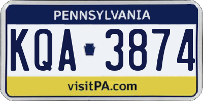 PA license plate KQA3874