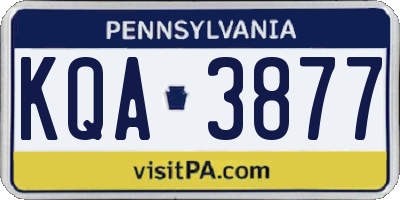 PA license plate KQA3877