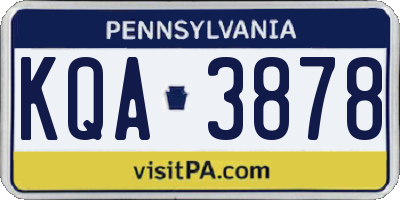 PA license plate KQA3878