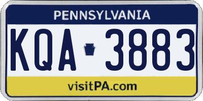 PA license plate KQA3883