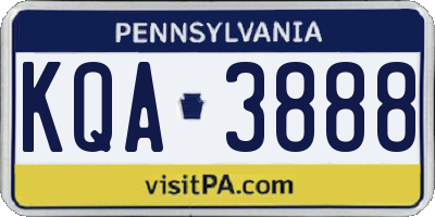PA license plate KQA3888