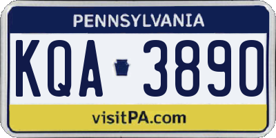 PA license plate KQA3890